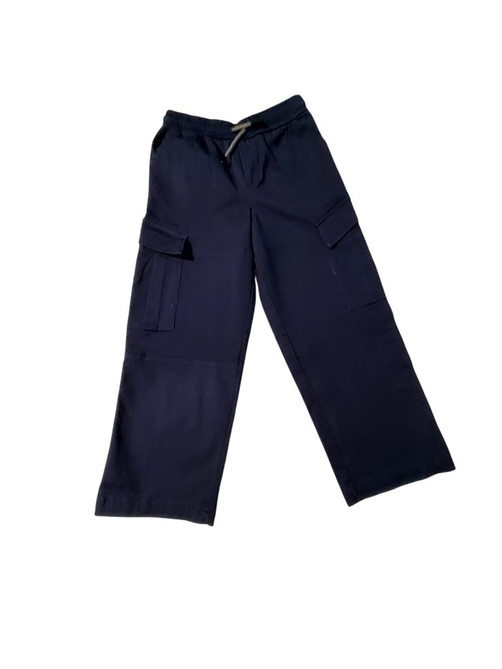 Boys Cargo Pants Navy Blue S/6/7 Elastic Waist 100% Cotton All Season Casual